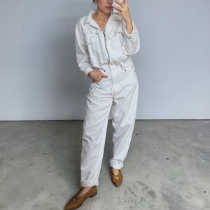 Vintage 90s Seattle Gear White Corduroy Jumpsuit Medium USA